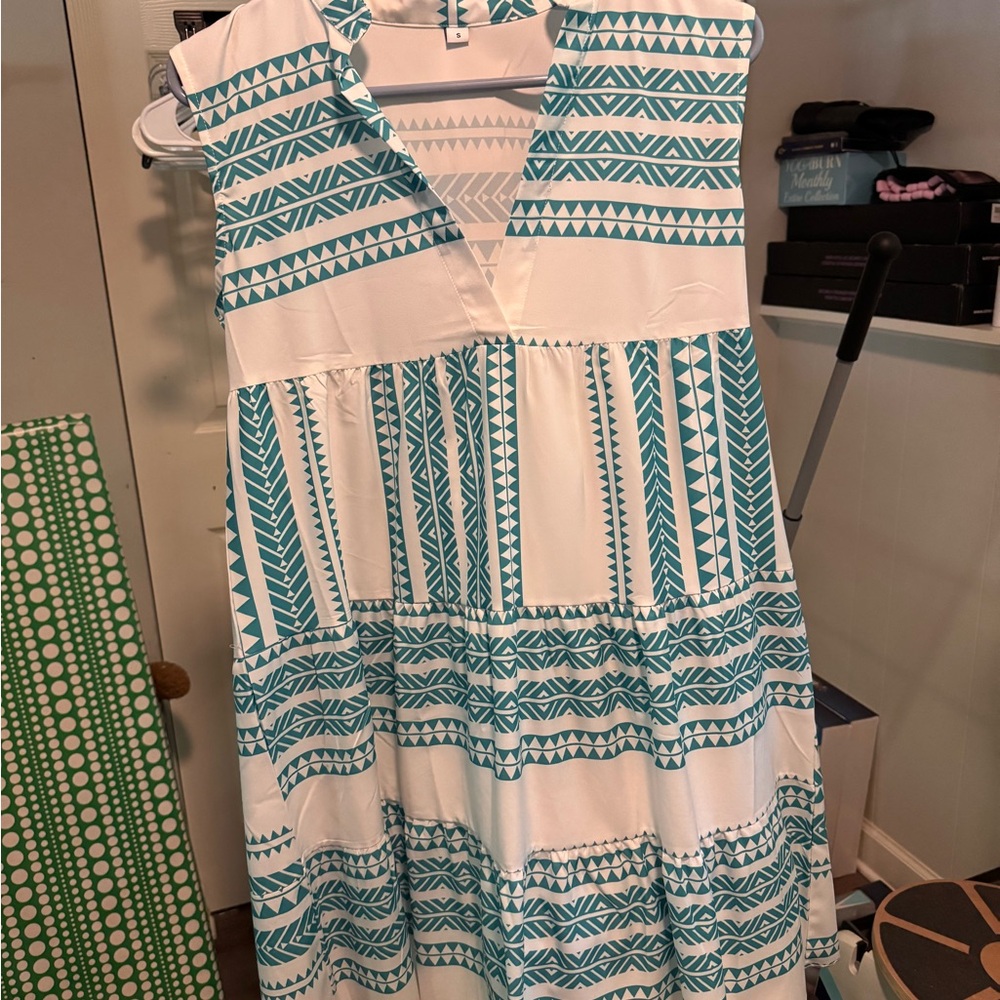 Blue Sleeveless V-Neck Sundress